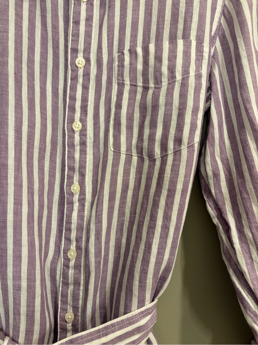 Ralph Lauren Lavender and White Striped Button-Front Shirt Dress - Picture 5 of 9